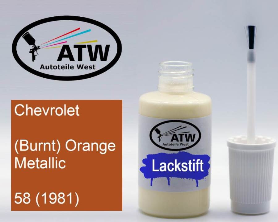 Chevrolet, (Burnt) Orange Metallic, 58 (1981): 20ml Lackstift, von ATW Autoteile West.